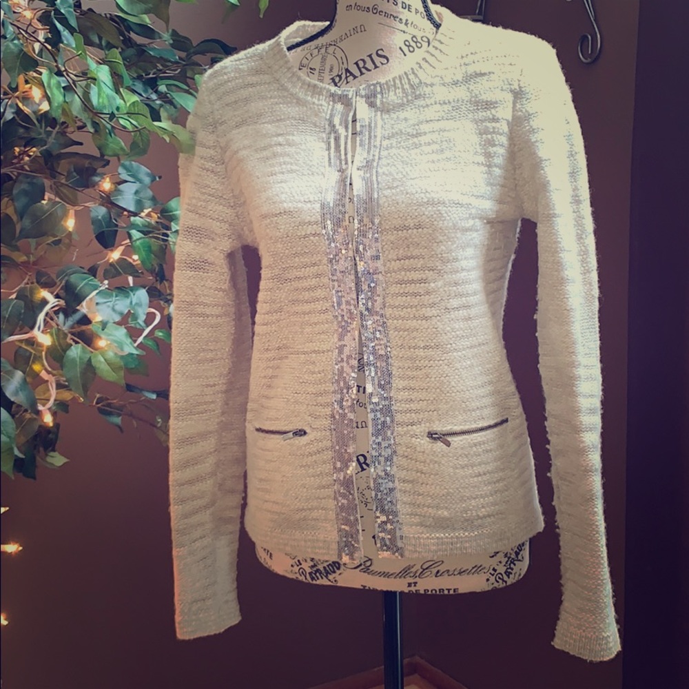 Banana Republic short sweater jacket with sequins